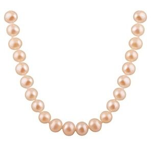7-7.5mm Pink Cultured Freshwater Pearl Sterling Silver Strand Necklace 20 inches